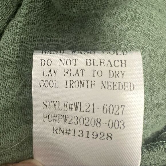 Wishlist Gauze Drawstring Romper— Olive Green Size Large - Picture 7 of 10